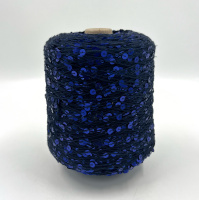 Королевские пайетки Shine Pail, 98% хлопок, 2%, 240м/100гр, темно-синий с глянцевыми