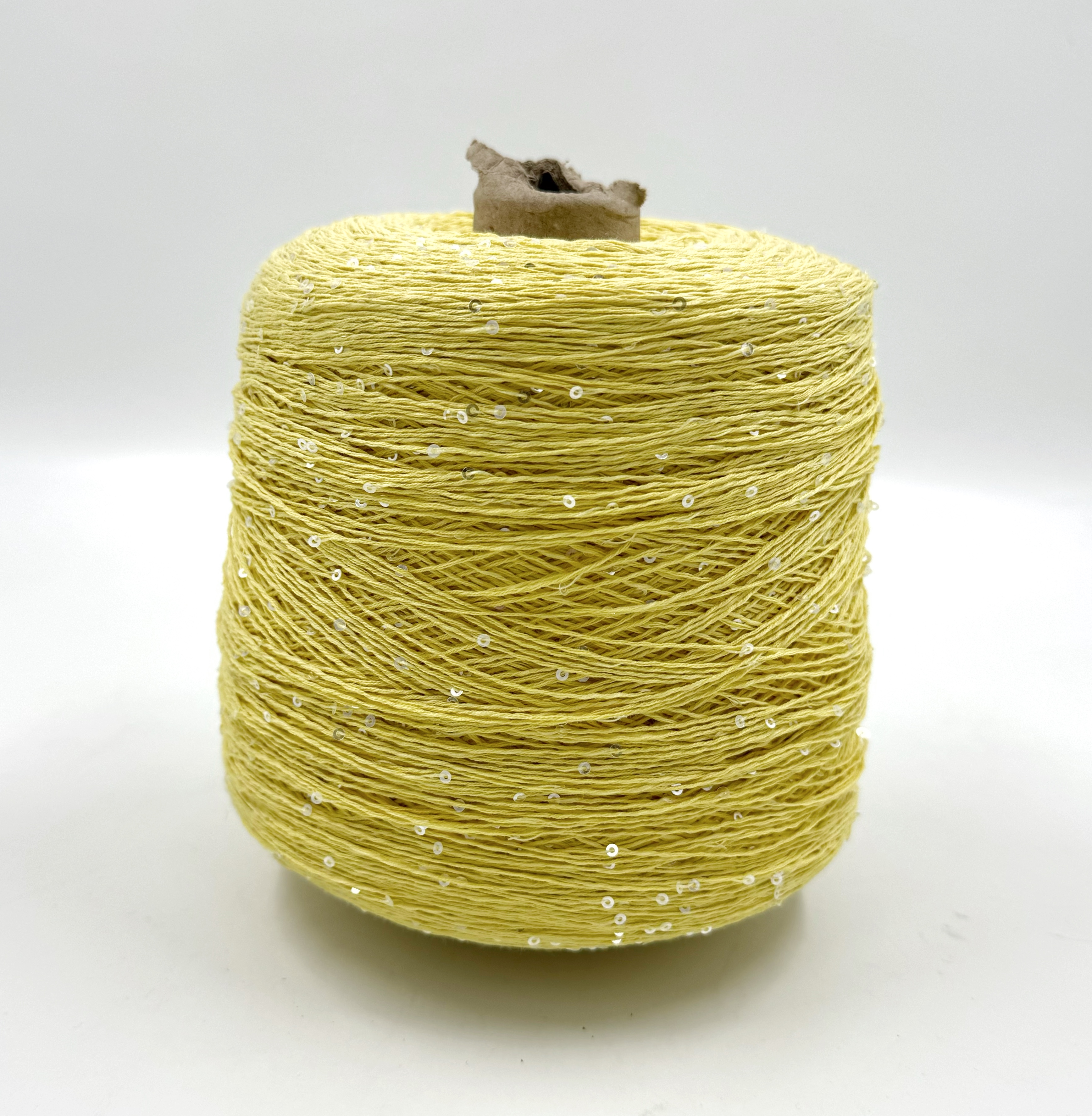 Пряжа Cotton Paillettes , D&C Yarns,  хлопок, цвет светло-желтый