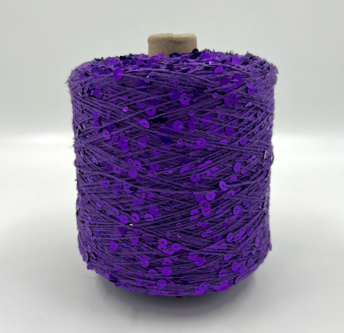 Королевские пайетки Shine Pail, 98% хлопок, 2% Па, 240м/100гр, фиолетовый с глянцевыми пайетками